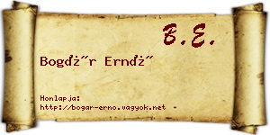 Bogár Ernő névjegykártya